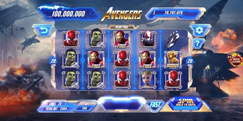 Giao diện trò nổ hũ Avengers tại F168